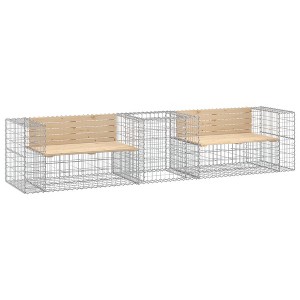 vidaXL Garden Bench With Gabion Basket Natural wood and silver - 1 of 4