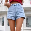 Womens Short Denim High Rise Boxy Shorts 5 Pocket Jean Shorts Summer Casual Shorts Roll Up Hem Straight Leg Denim Shorts - 3 of 4