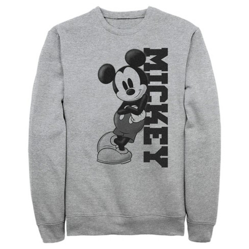 Men s Mickey Friends Retro Leaning Sweatshirt Athletic Heather Small