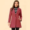 INSPIRE CHIC Women's Regular Fit Notched Lapel Long Sleeve Buttoned Classic Coat - 3 of 4