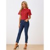 INSPIRE CHIC Women's Polka Dots Stand Collar Pleat Keyhole Back Short Flare Sleeve Tops - 2 of 4