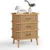 Fluted 3 Drawers Nightstand with Sliding Door - image 3 of 4