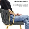Vynxaria Modern White Linen Dining Chair Set - Ergonomic Design with Electroplated Metal Legs - 2 of 4