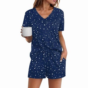 Avidlove Women's Shorts Pajama Set Short Sleeve Sleepwear Nightwear Pjs - 1 of 4
