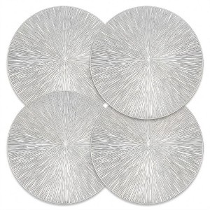 Alilang 4-Pack Metallic Round PVC Placemats Heat Resistant Textured ...