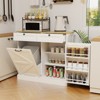 ORRD Kitchen Trash Can Cabinet with 2 Drawers, White Storage Cabinet with Tilt-Out Bin & Shelves for Dining Room Living Room - 3 of 4