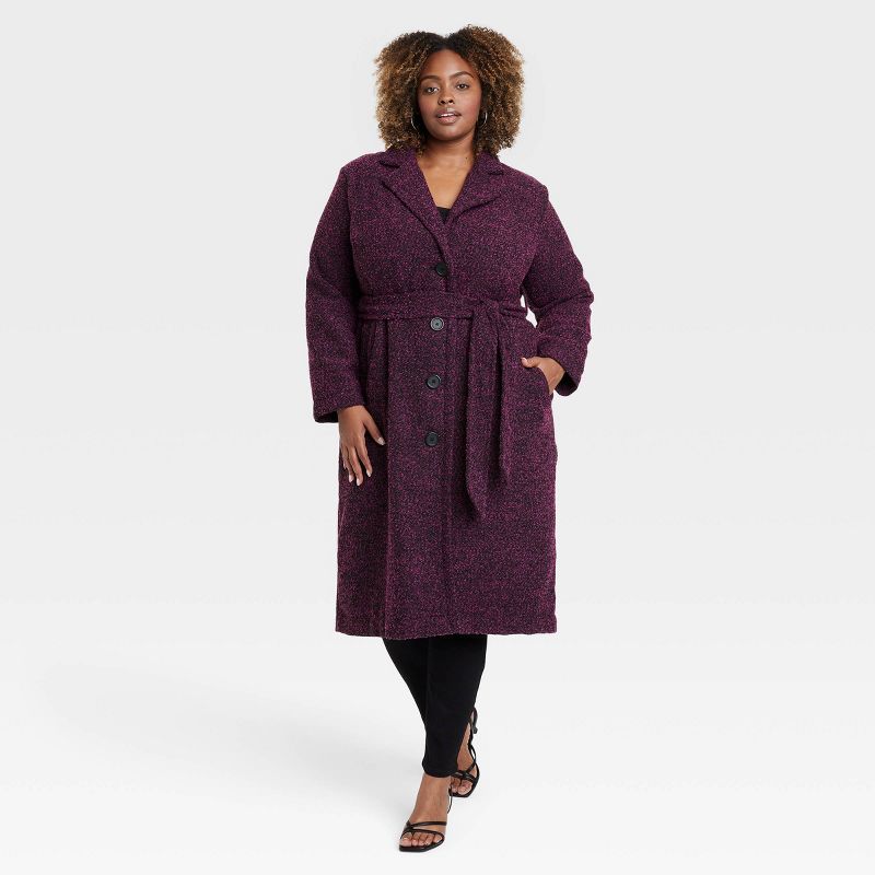 Women's Long Sleeve Faux Wool Pea Coat - Ava & Viv™, 1 of 4