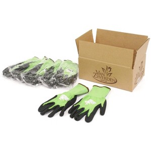 Van Zyverden 6ct Gardening Glove Pairs VZ logo Green/Orange - 1 of 3
