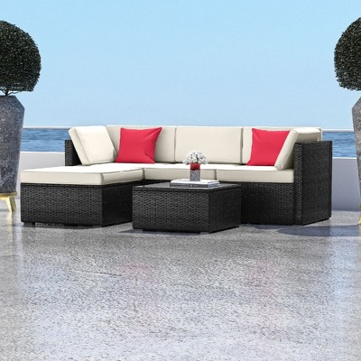 Nestl Outdoor Patio Furniture Set, 5 Piece  Wicker Patio Furniture Sets with Coffee Table