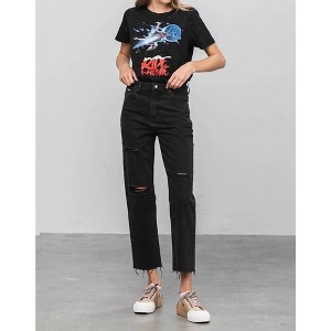 Women's Dani Crop Raw Hem High Rise Straight Jeans - Insane Gene - 1 of 4