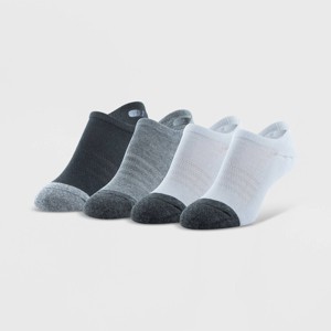 Peds Women's High-Cut Full Cushion 4pk Sport No Show Socks - White/Heather Gray/Black 5-10: Cushioned Sole, Breathable Mesh - 1 of 3