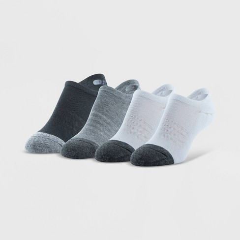 4 Pairs White With Gray Bottom Ankle Socks for Men Women Thick