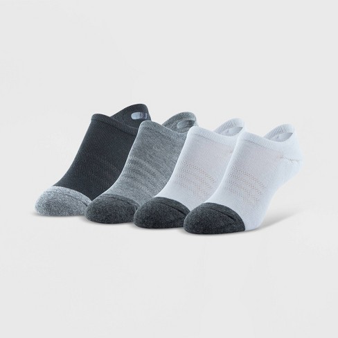 Peds Women's High-Cut Full Cushion 4pk Sport No Show Socks - White/Heather  Gray/Black 5-10