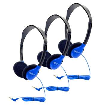 HamiltonBuhl® Personal On-Ear Stereo Headphone, Blue, Pack of 3