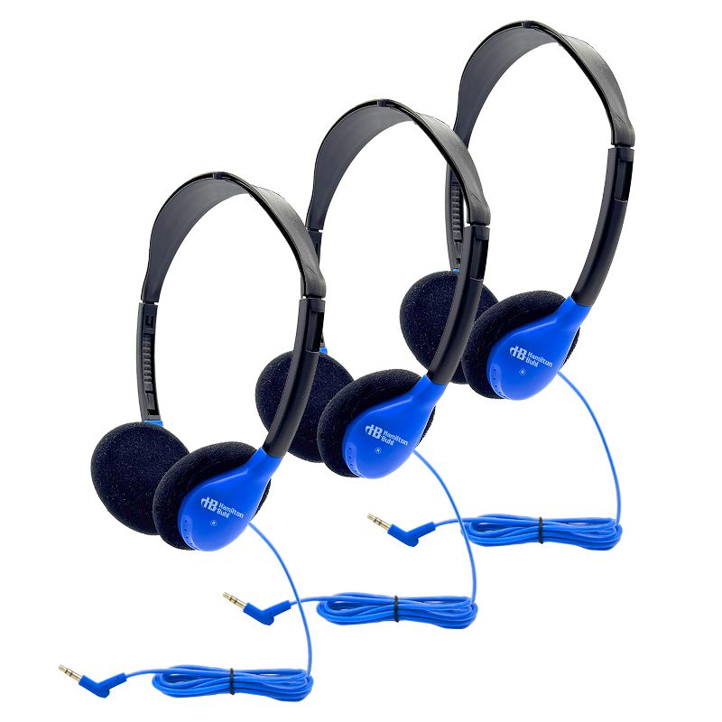 HamiltonBuhl® Personal On-Ear Stereo Headphone, Blue, Pack of 3, 1 of 3