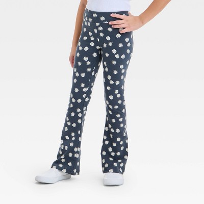 Girls' Daisies Flare Leggings - Cat & Jack™ Charcoal Gray M