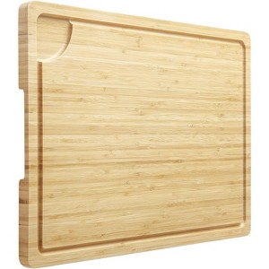 Bamboo Cutting Board 24x18 Inch with Deep Juice Grooves, Handles for Easy Handling, Reversible Design, Extra Large Wood Chopping Board for Kitchen - 1 of 4