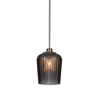 Toltec Lighting Cordova 1 - Light Pendant in  Brushed Nickel with 9" Smoke Textured  Shade