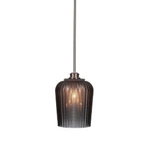 Toltec Lighting Cordova 1 - Light Pendant in  Brushed Nickel with 9" Smoke Textured  Shade - 1 of 2