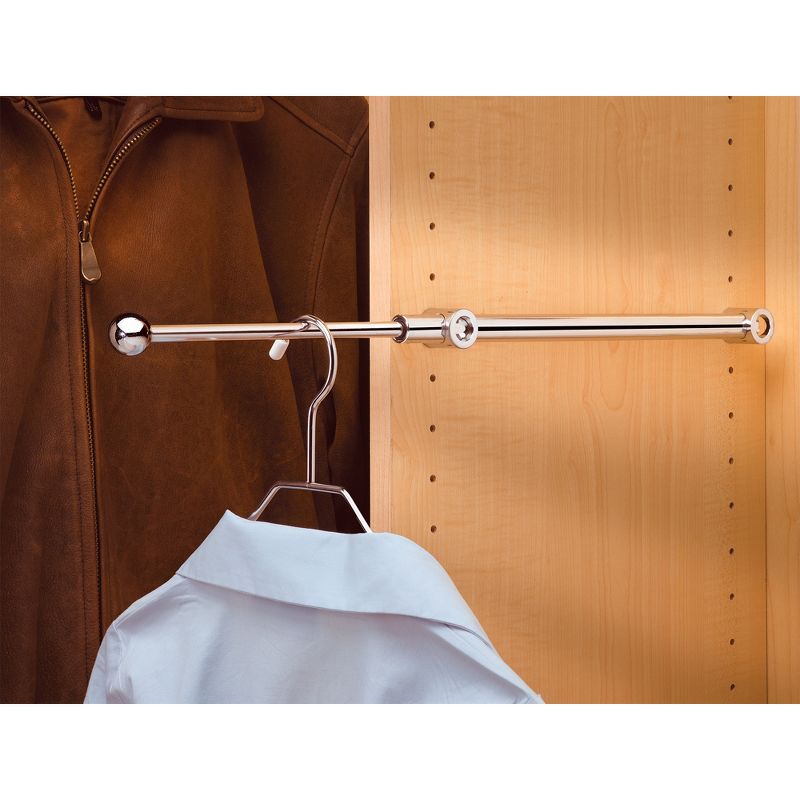Rev-A-Shelf 6-Inch Extending Closet Rod, Organization Sliding Clothes Storage Hanging Rack with Mounting Hardware, Chrome, CVR-12-CR, 2 of 6