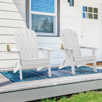 Sonkuki 2-Pack Folding Adirondack Chair Patio Outdoor Plastic Fire Pit Chair Weather Resistant for Lawn, deck and Backyard