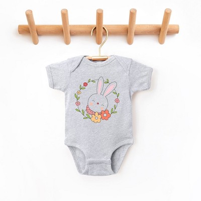 The Juniper Shop Easter Bunny Flower Wreath Baby Bodysuit