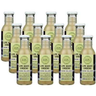 PureWild Co. Lime Agave Ginseng Marine Collagen Beverage - Case of 12/12 oz