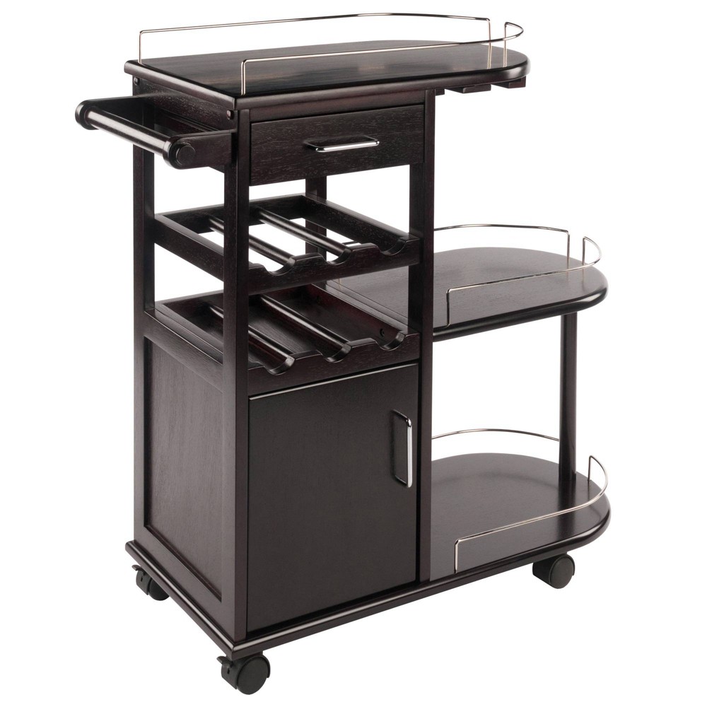 Photos - Other Furniture Jimmy Entertainment Cart Dark Espresso - Winsome: Modern Rolling Storage,