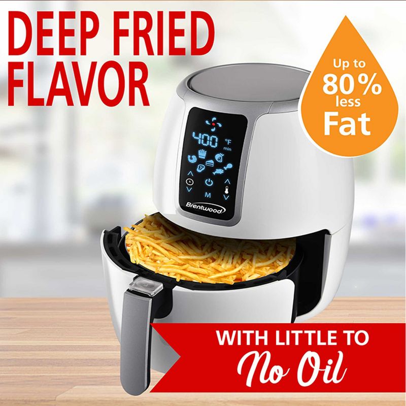 Brentwood Small 1400 Watt 4 Quart Electric Digital Air Fryer with Temperature Control in Black, 5 of 9