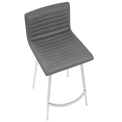 Mason 34" Gray Faux Leather Swivel Counter Stool Set
