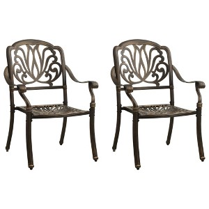 vidaXL Patio Chairs 2 pcs Cast Aluminum Bronze - 1 of 4