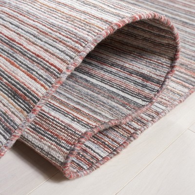 Handmade Red and Grey Synthetic Flat Woven Area Rug, 5' x 8'