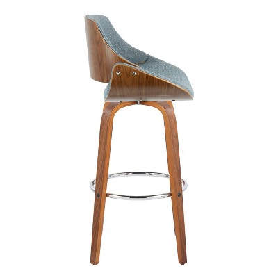 Fabrizzi Blue Wood and Metal Swivel Barstool Set
