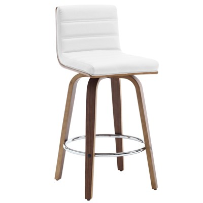 Bekrvio 26" Counter Height Bar Stools - PU Leather Swivel, L Shape Back, Upholstered, Mid-Century Modern Chairs for Kitchen Counter Island