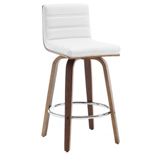 Bekrvio 26" Counter Height Bar Stools - PU Leather Swivel, L Shape Back, Upholstered, Mid-Century Modern Chairs for Kitchen Counter Island - 1 of 4
