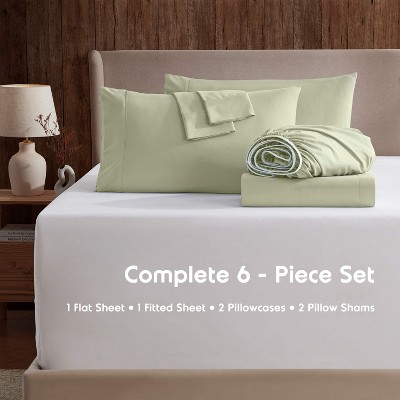 Sage Olive Green King Microfiber 7-Piece Deep Pocket Sheet Set