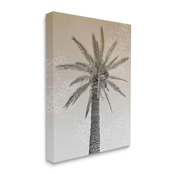 Stupell Industries Vintage Sepia Palm Tree Geometric Pattern Gallery Wrapped Canvas Wall Art, 16 x 20