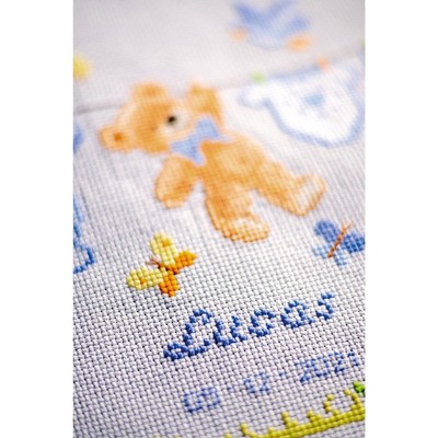 Vervaco Counted Cross Stitch Kit 8.8"X8"-Birth Bear (14 Count)