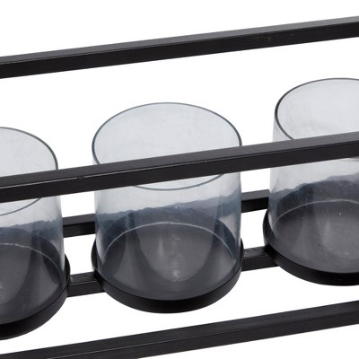 Elegant 22" Black Iron and Glass Five-Votive Candle Holder