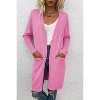 Women's Long Cardigans Cozy Open Front Casual Fall Sweater Coat with Pocket - 3 of 4
