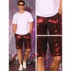 INSPIRE CHIC Men's Summer Elastic Waist Party Shiny Sequins Shorts - 4 of 4