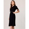 INSPIRE CHIC Women's Business Short Sleeve Pocket Belted Button Down Midi Shirt Dresses - 3 of 4