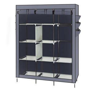 SEVOBAL 67" Portable Closet Wardrobe Armoires Storage Organizer Rack Shelves Cover for Hanging Clothes Quick and Easy to Assembly, Gray, 53"*25"*11" - 1 of 4