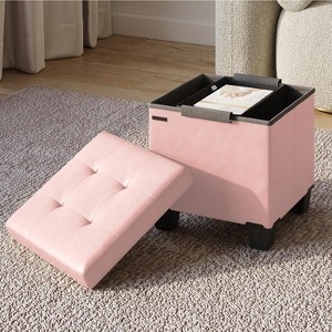 StorageBud Storage Ottoman for Bedroom End of Bed, Faux Leather Storage Bench, Large Storage Ottoman Bench, Entryway Bench with Storage - 1 of 4