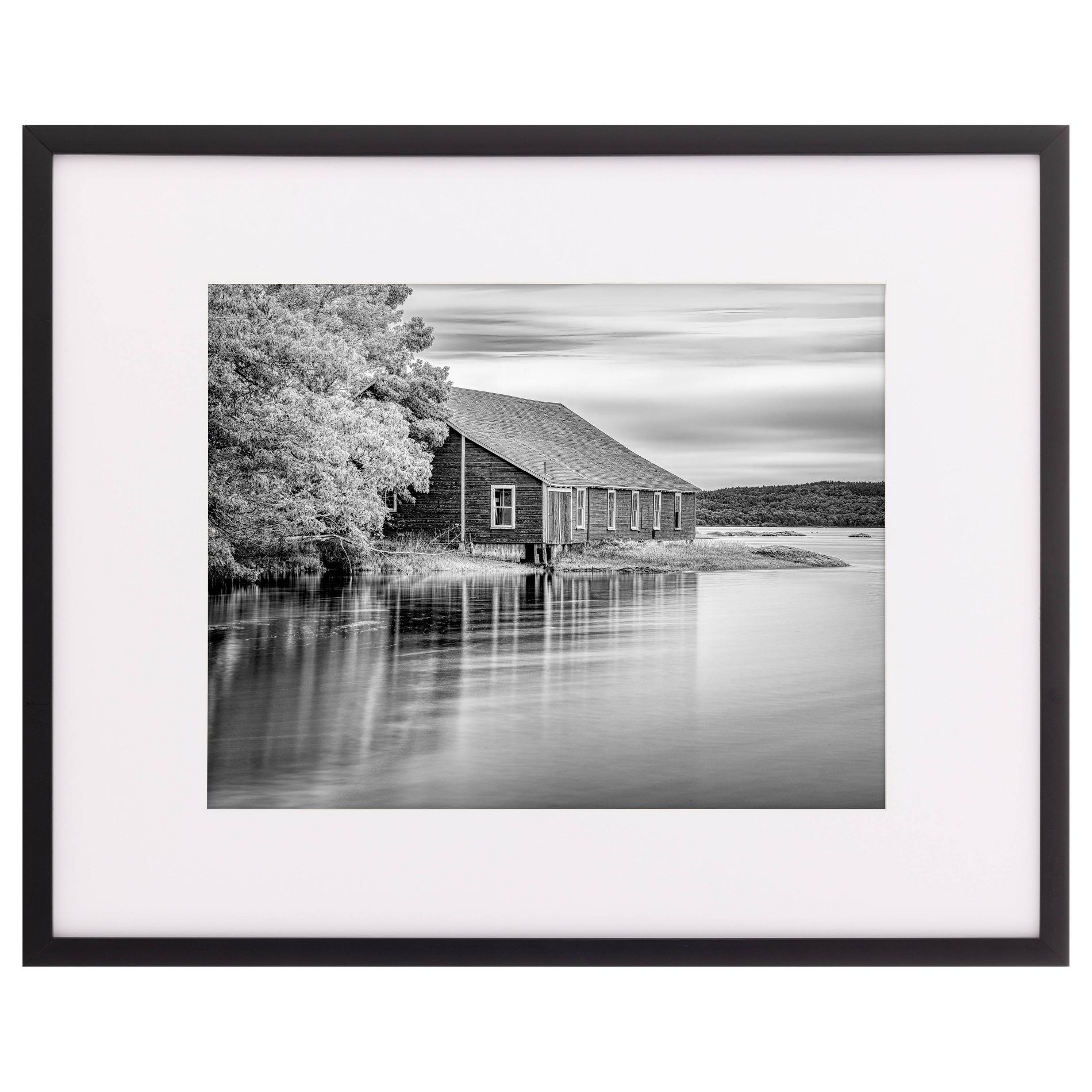 SNAP 16"x20" Black Wall Picture Frame with Single White Mat For 11"x14" Picture: Wood & Glass, Hanging Triangle Mount