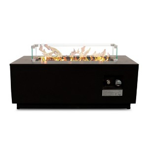 Mondawe 16" H x 42" W Sleek Stainless Steel Outdoor Fire Pit Table with Lid - 1 of 4