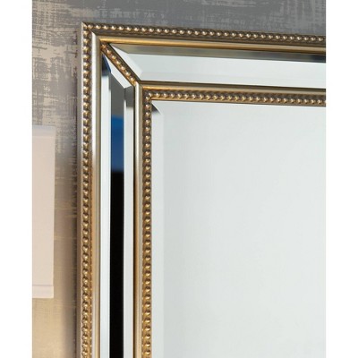 Elegant Beaded Silver Rectangular Wall Mirror with Beveled Glass