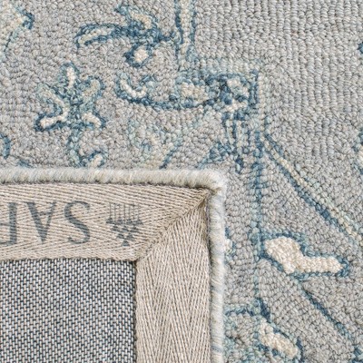 Hand-Tufted Elegance Light Grey/Ivory Wool 5' Square Rug