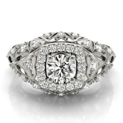 Pompeii3 1 Ct Diamond Vintage Engagement Ring Lab Created in 14k White Yellow or Rose Gold