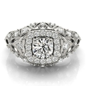 Pompeii3 1 Ct Diamond Vintage Engagement Ring Lab Created in 14k White Yellow or Rose Gold - 1 of 4